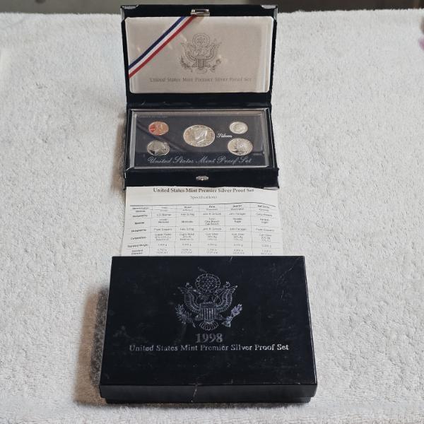 U.S. Mint Gem Proof 1998 Premier 5-Coin Set Including 3 90% Fine Silver Coins - 0.6149 oz ASW