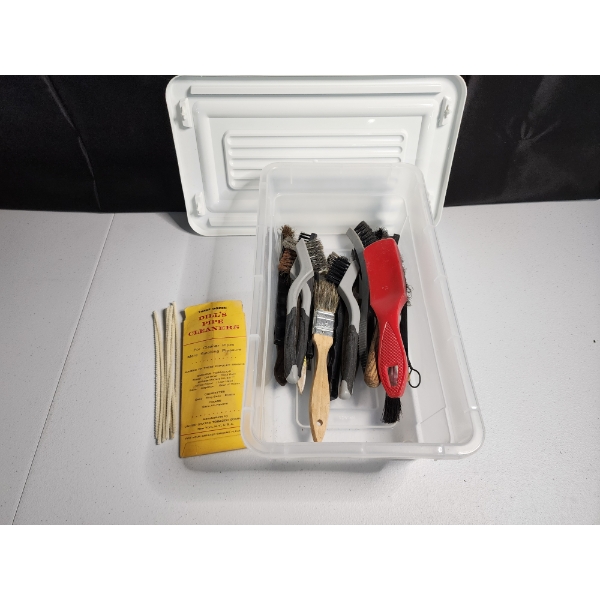 Lot of Wire Brushes, Cleaning Brushes, Dill's Pipe Cigar Cleaners - Container Included
