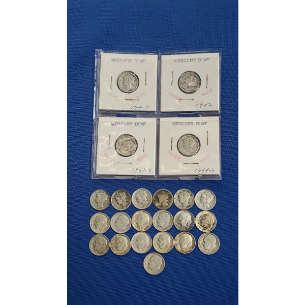 Assorted 90% Silver Mercury Head/Roosevelt Dimes - Face Value: $2.30