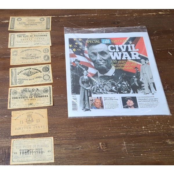Sealed USA Special Edition Civil War 150 Years Later Newspaper & REPLICA Confederate Notes