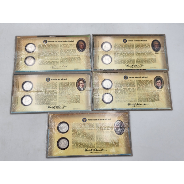 U.S. Mint Nickel Sets: 5 Different Styles of U.S. Nickels in Sealed Info Cards! 