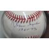 Image 2 : Warren Spaugh Autographed Rawlings Baseball & 2002 Fleer Skybox Baseball Card In Display Stand