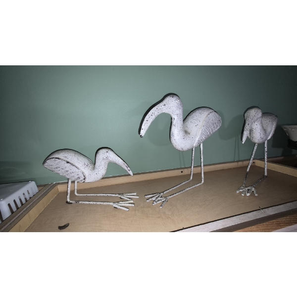 PICKUP IN NORTHFIELD - 3 Pc Group Of Large Shore Birds (Wood w metal Legs & Feet) Largest is 16" 