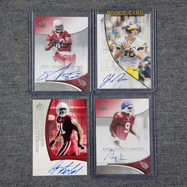 Four Assorted Autographed & Numbered Arizona Cardinals Rookie Authentic Upper Deck Football Cards