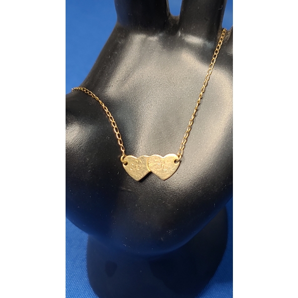 10K Gold Double Hearts Bracelet - Weight: 1.3g