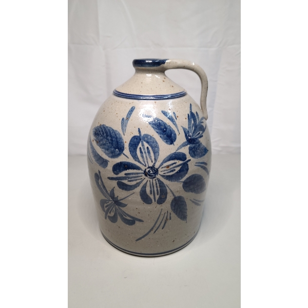 Vintage Rowe Pottery Works Glazed Floral 12" Stoneware Crock Jug