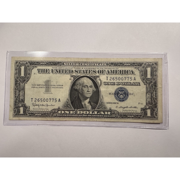 1957-B United States Washington One Dollar Silver Certificate Note - High End Note - Blue Seal