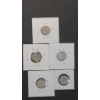 Image 7 : Assorted Years/Mint Marks U.S Barber 90% Silver Dimes - 1907-O, 1909, 1912-D, 1914, 1916 - FV: $0.50