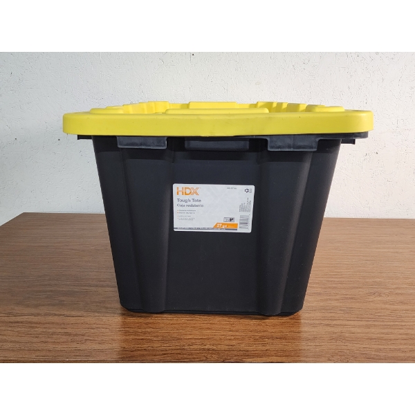 Heavy-Duty HDX 27-Gal Stackable Tote - 28.6in W x 19.6in L x 15in H