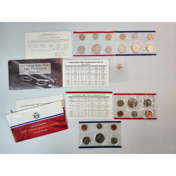 1996 and 1987 United States Uncirculated Coin Sets