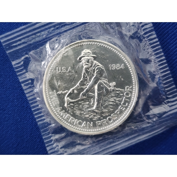 RARE 1984 American Prospector Engelhard 1 Troy Ounce .999 Fine Silver Coin in Factory Sealed Package