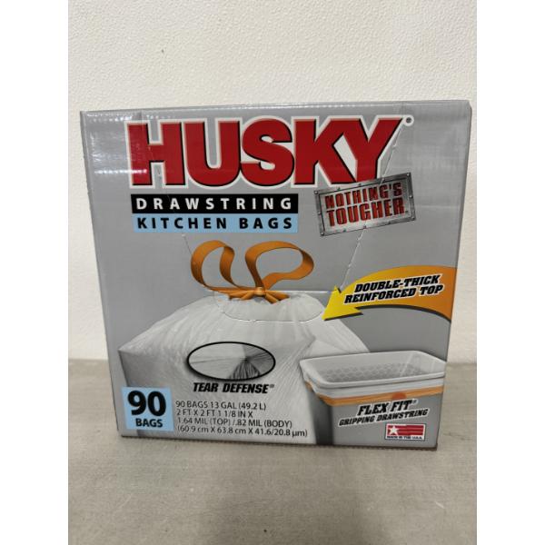 Brand New Husky Heavy Duty 13 Gallon Kitchen Garbage Bags - Box of 90