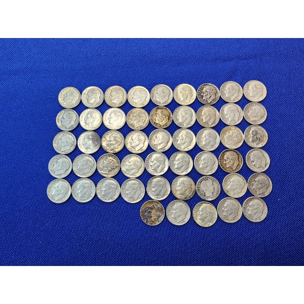 Assorted Years Silver Dimes: Roosevelt, Barber, and Mercury FV: $5.00