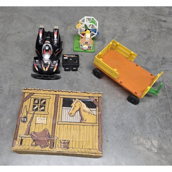 Vintage Toys Including RC Car, Geronimo Set, Fisher Price Ferris Wheel & More -No Shipping