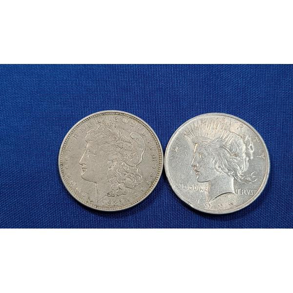 1921 Silver Morgan Dollar & 1922 Silver Peace Dollar 