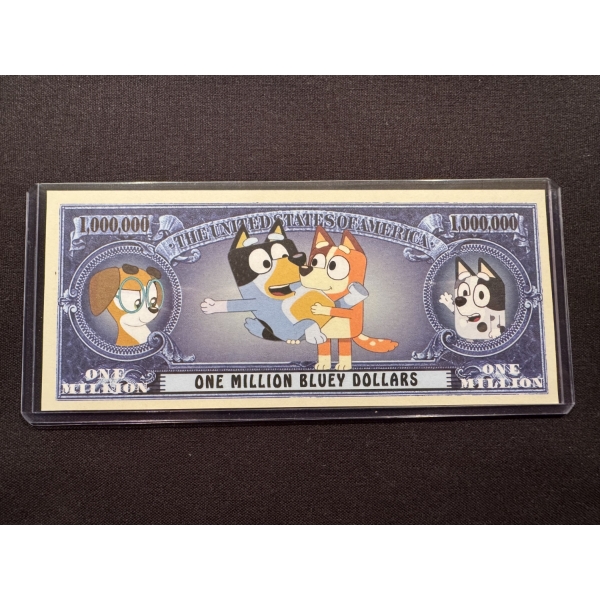 Original 2018 Bluey One Million Dollar Bill In Protective Case - Mint Condition