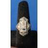 Image 2 : 18K White Gold Vintage Art Deco Filigree Ring With Some Diamonds - Size 4 - Weight: 2.5g