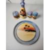 Image 2 : RARE 5-Piece Japanese Lusterware Condiment Set: Tray, Decanter, Moriage Cottage Set