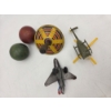 Image 1 : Vintage Toy Collection Featuring Tin Plane, Wood Balls, Wood & Tin Top And More!
