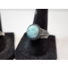 Image 3 : Two Sterling Silver Rings with Large Turquoise/Light Blue Stones - TW: 8.6g 
