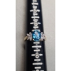 Image 7 : 14K Gold Oval-Cut Blue Topaz Center Stone With Diamonds - Size 7 - Weight: 3.4g