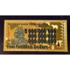 Image 1 :  REPUBLIC OF ZIMBABWE - FIVE OCTILLION DOLLARS -24K .999 Pure Gold Foil Note - Mint.  4/4