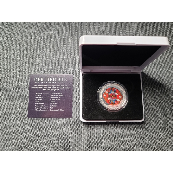Scottsdale Mint 2023 Fiji Koi Fish 1 Oz 999 Silver Coin