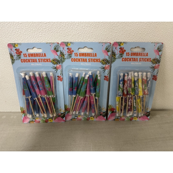 45 - Brand New Umbrella Cocktail Sticks - New In Box