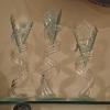 Image 3 : Crystal Spiral Twist Free Form Candle Holders 3 Pc Set17" - 13" & 15.5" As Shown Excellent