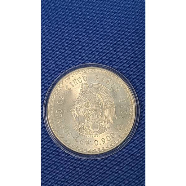 1948 Mexico 5 Pesos 90% Silver Cuauhtémoc Coin - ASW: 0.8681oz