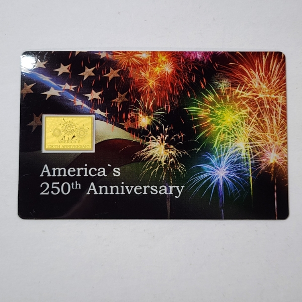 America's 250th Anniversary Commemorative Gold Card - 1/1000 oz .999 Gold