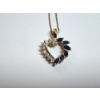 Image 2 : Gorgeous 14K Gold Heart Necklace with Blue and Clear Stones - TW: 4.1g - 19in