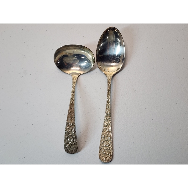 Steiff "Rose" Sterling Silver Serving Spoons TW: 136.0g