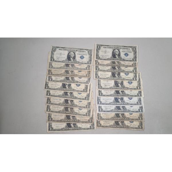 Lot Of (20) Assorted Series United States $1 Silver Certificates - Face Value: $20.00