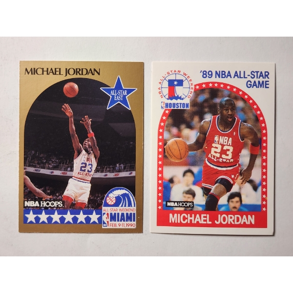 Two 1990 Michael Jordan NBA Basketball Trading Cards ~ Both In Near Mint Condition!