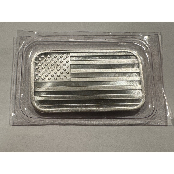 American Flag One Troy Ounce .999 Fine Silver Bar - Mint Condition