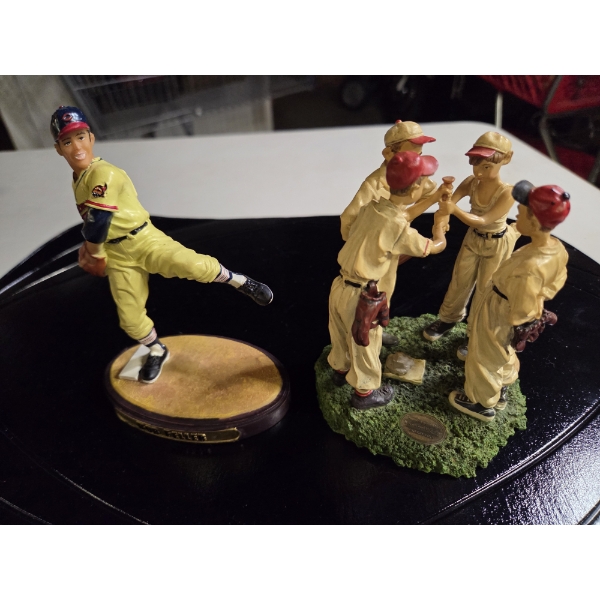 Excellent Condition Norman Rockwell & BD&T Resin Baseball Figurines 
