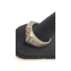 Image 2 : Vintage EMP Men's Sterling Silver CTO Geometric Signet Ring With Diamond - Size 11.5 - Weight: 12.6g