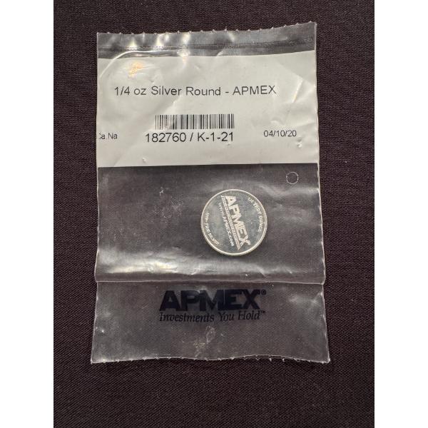 APMEX 1/4 Troy Ounce .999 Fine Pure Silver Round - Mint Condition