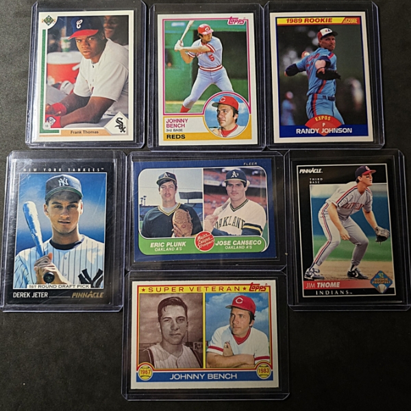 (7) Baseball Cards - Johnny Bench, Frank Thomas, Randy Johnson, Jim Thome, Derek Jeter, and More