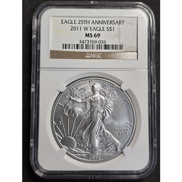 NGC MS69 25th Anniversary 2011-W American Silver Eagle