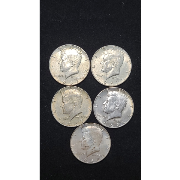 1967 & 1968 40% Kennedy Half Dollars - Face Value: $2.50