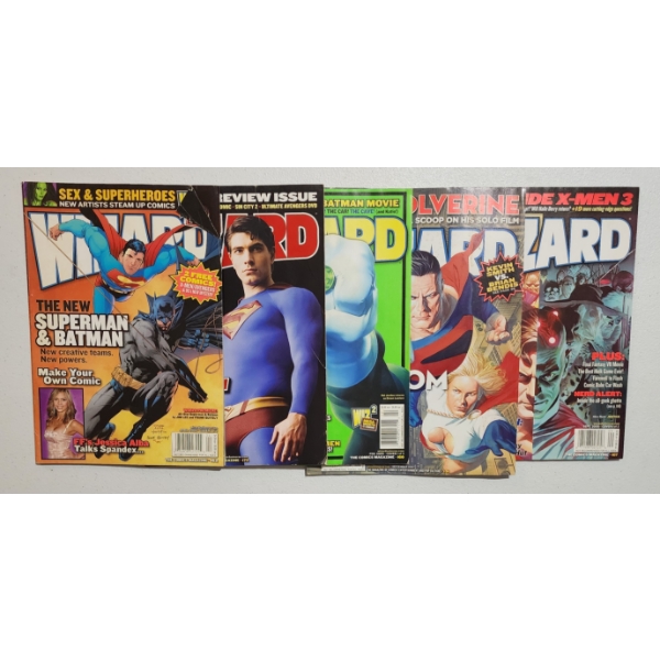 Nice Assortment of Five Different Wizard: The Comics Magazines Ft. Superman & DC Heroes