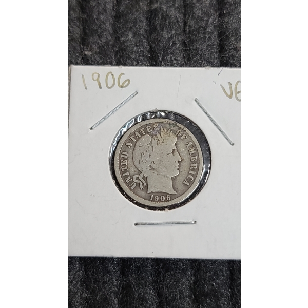 1906 Barber 90% Silver Dime