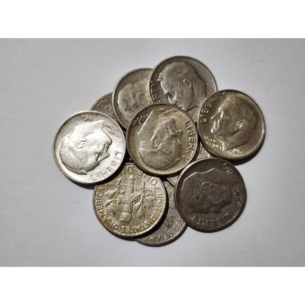 $1.00 Face Value in Assorted 90% Silver United States Dimes ~ 10 Total Dimes!