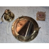Image 1 : Ship Decor incl Port Hole Mirror, 5" Tall Brass Bell and Coasters