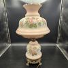 Image 1 : TESTED/WORKS!!! Vintage Fenton Pink Gone With The Wind Hand-Painted Floral Hurricane Lamp 26.5"