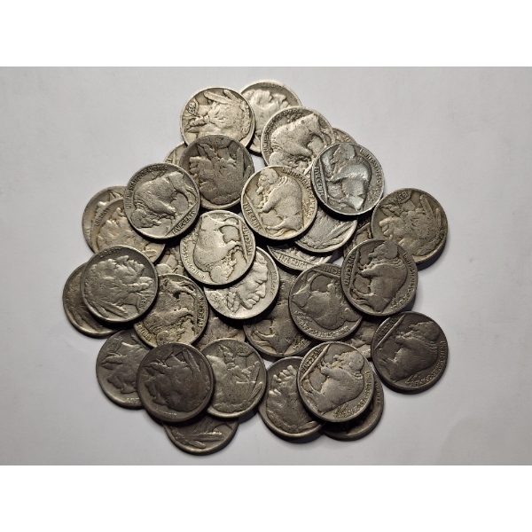Large Assortment of 35 Buffalo Nickels - Many Still With Dates