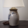 Image 7 : Nice 1986 Rowe Pottery Works Crock Lamp Ft. Beautiful Bird Painted On Side ~ With Shade
