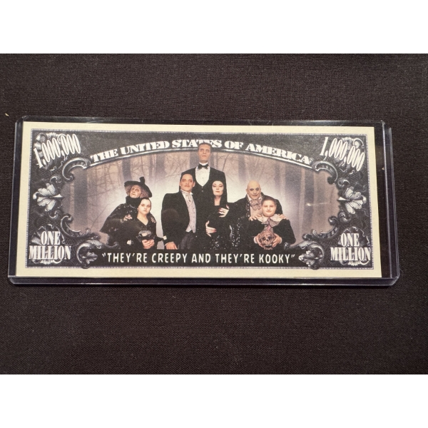 Vintage Addams Family One Million Dollar Bill In Protective Holder - Mint Condition